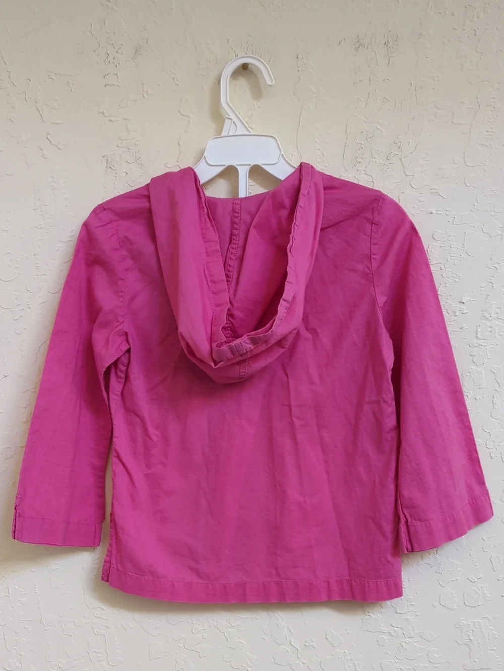 GAP Kids Fuschia Pink Hooded Long Sleeve Embroidered Cotton Tunic Size 4-5